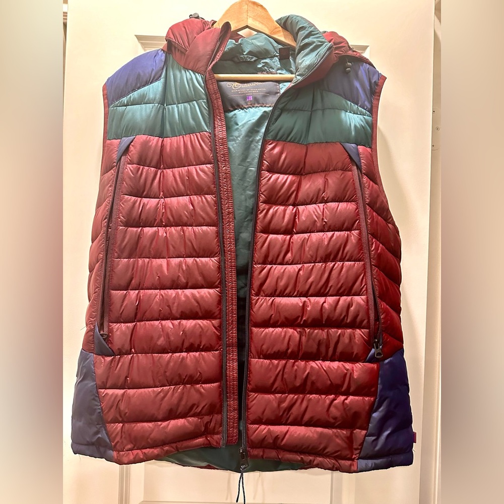 Men’s Scotch and Soda Burgundy/Navy/Forest Green Puffer Vest - XL